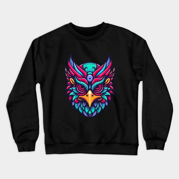 Japanese Bird Mask Crewneck Sweatshirt by Moniato